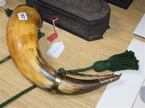 An American ? horn powder flask